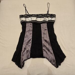 moa moa Y2K Crushed Velvet Sequin Tank Top